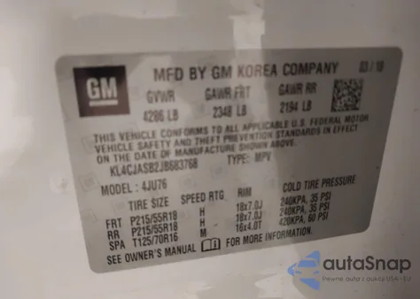 2018 Buick Encore Preferred from USA, damaged, VIN KL4CJASB2JB683768